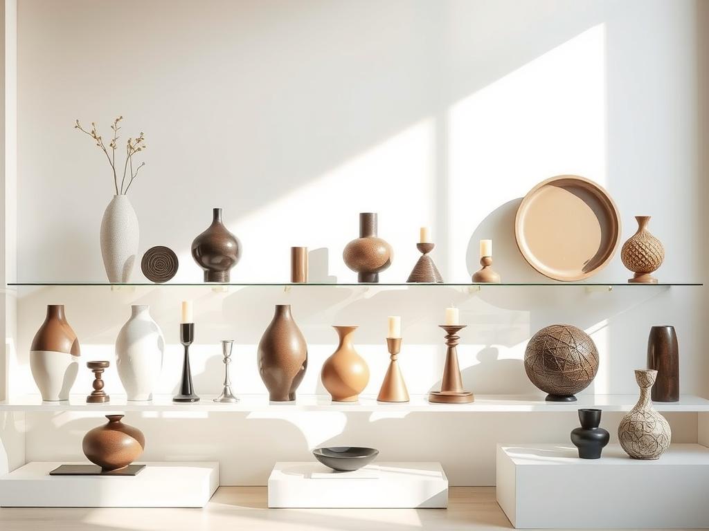 A neatly arranged display of artfully designed home decor items, including elegant vases, candle holders, and decorative figurines, set against a bright, airy background with soft, natural lighting filtering in from the side. The items are showcased on sleek, minimalist shelves or tables, creating a harmonious and visually appealing composition. The overall mood is one of sophistication, creativity, and attention to detail, reflecting the high-quality nature of the "Designer Deko" products. The scene conveys a sense of inspiration and the potential for these items to elevate the ambiance of any living space. A neatly arranged display of artfully designed home decor items, including elegant vases, candle holders, and decorative figurines, set against a bright, airy background with soft, natural lighting filtering in from the side. The items are showcased on sleek, minimalist shelves or tables, creating a harmonious and visually appealing composition. The overall mood is one of sophistication, creativity, and attention to detail, reflecting the high-quality nature of the "Designer Deko" products. The scene conveys a sense of inspiration and the potential for these items to elevate the ambiance of any living space.
