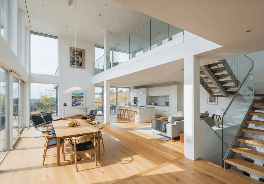 Einrichten der Räume im 3-geschossigen Haus